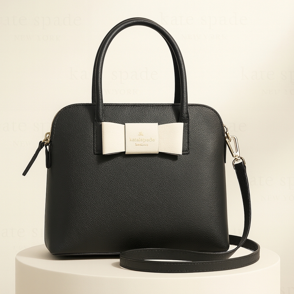 Kate Spade Robinson Street Maise Black/Cream Bow Satchel Purse Bag